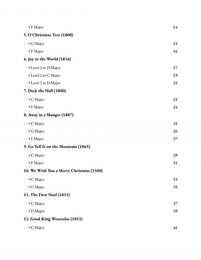 Progressive arrangements: sample page 2 from Classic Christmas Songs for Piano